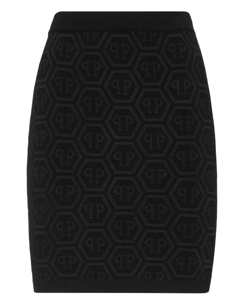 Philipp Plein Minirock mit Jacquard-Monogramm - Schwarz Schwarz