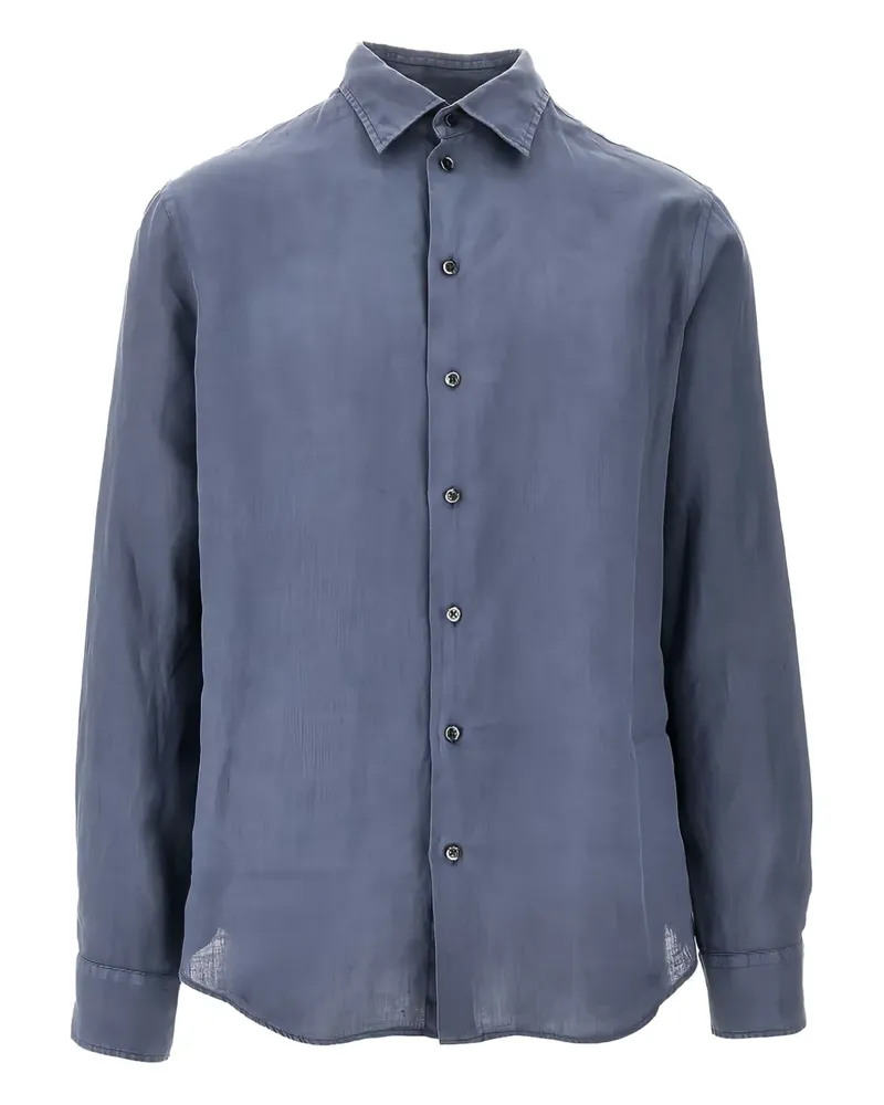 Emporio Armani Langärmeliges Hemd aus Leinen - Grau Grau
