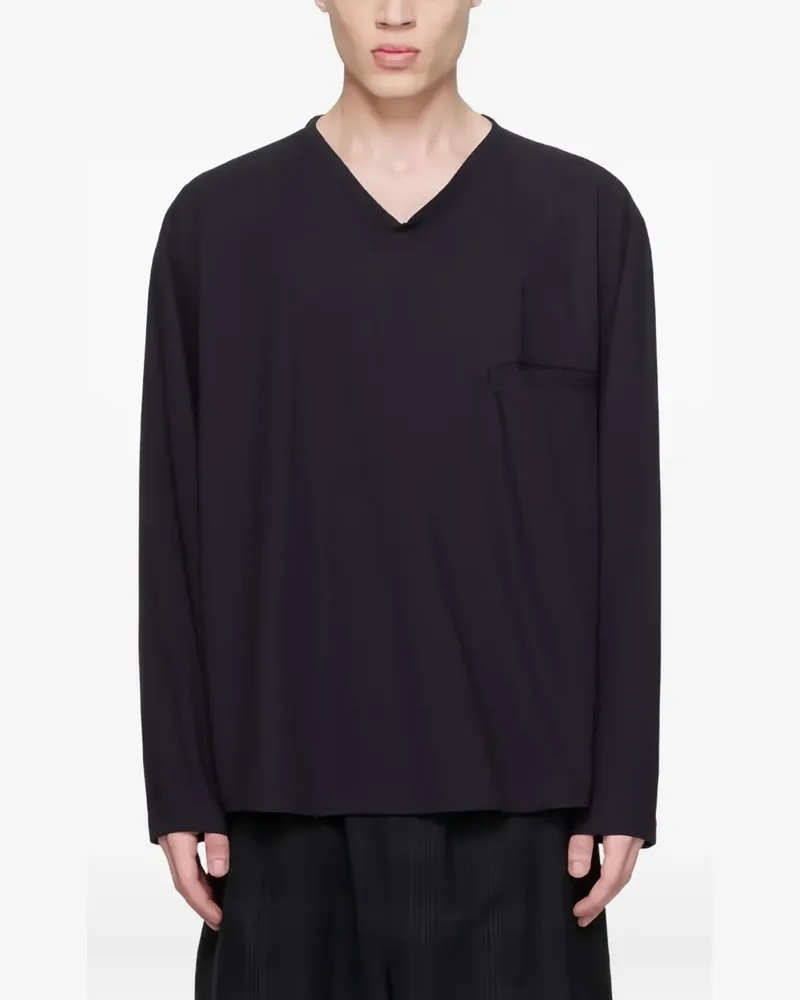 Christophe Lemaire Langarmshirt mit V-Ausschnitt - Blau Blau