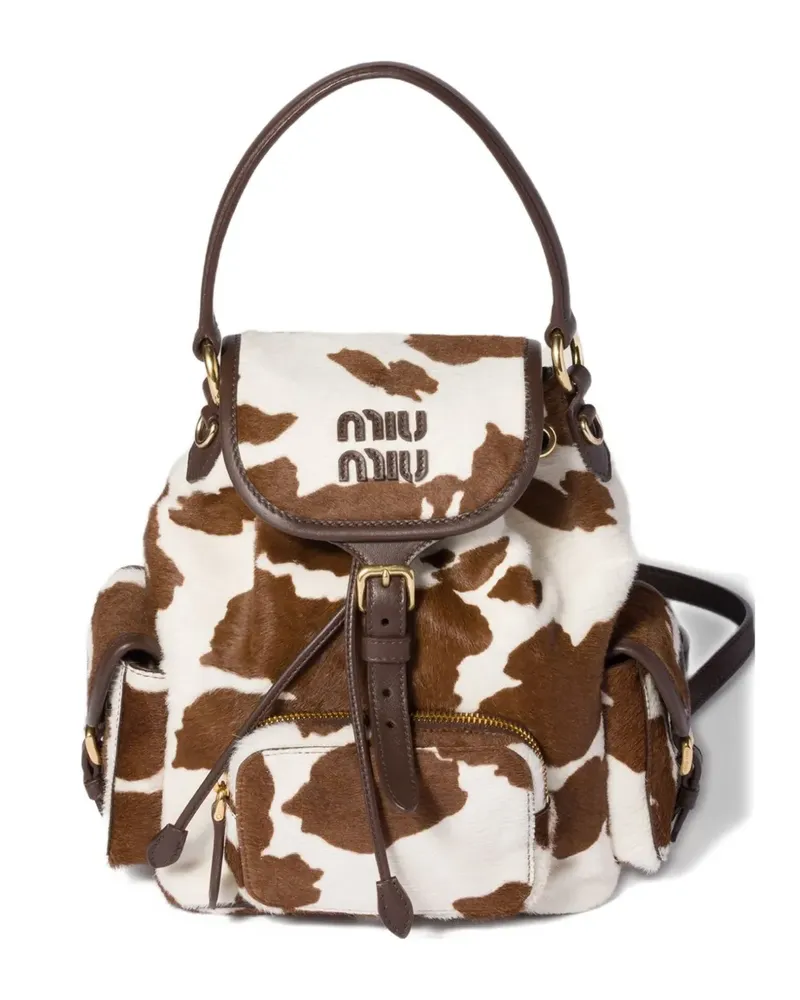 Miu Miu Rucksack mit Tier-Print - Weiß Weiß