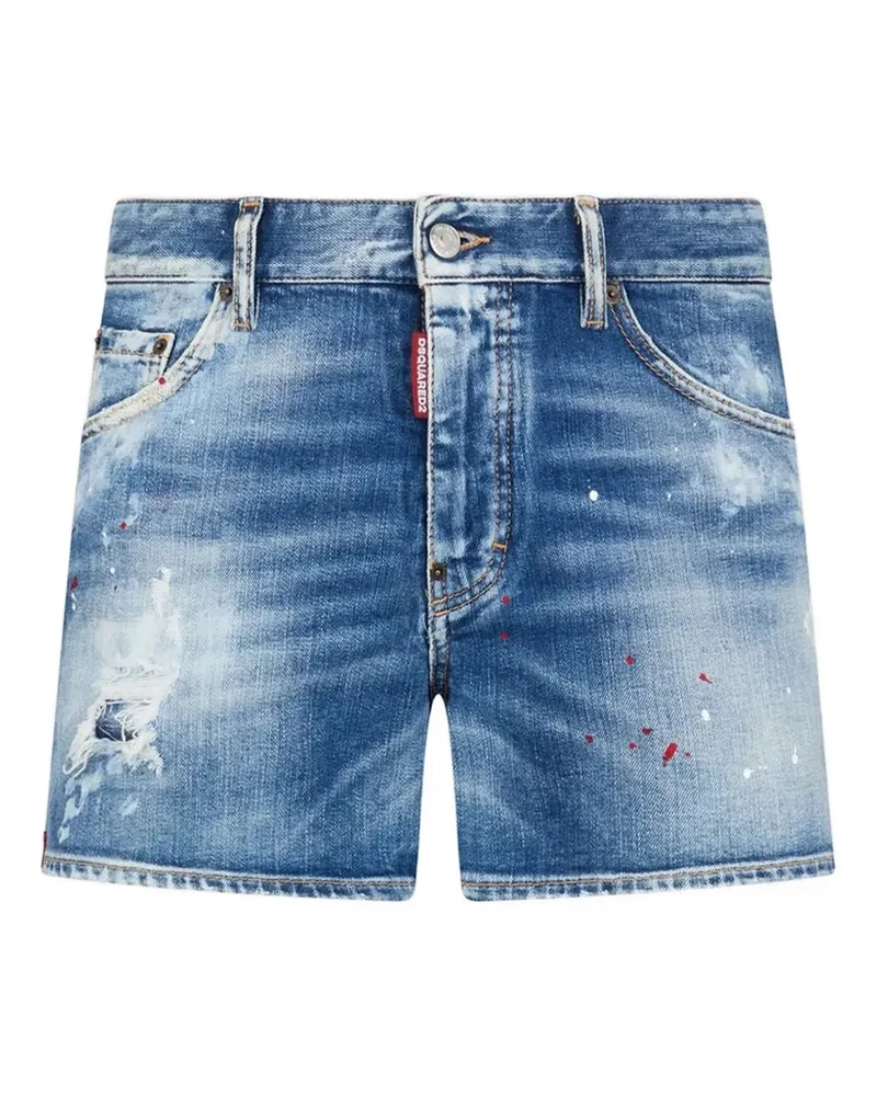 Dsquared2 distressed paint-splatter shorts - Blau Blau