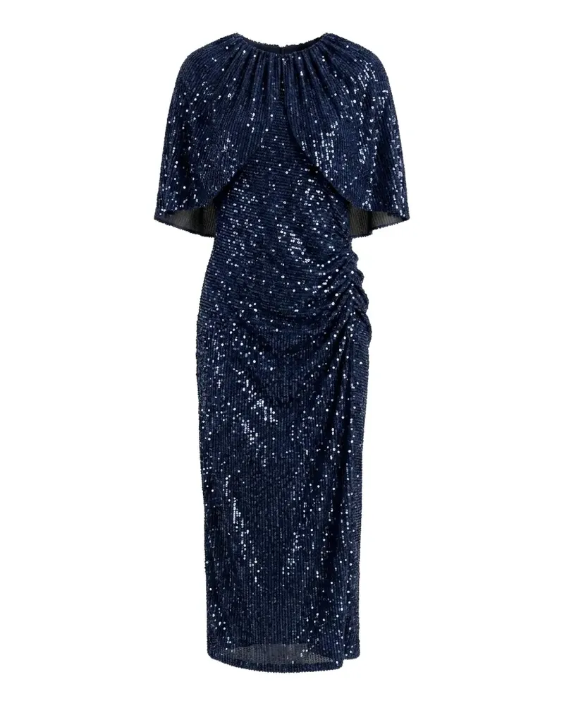 Self-Portrait sequin-embellished caped midi dress - Blau Blau
