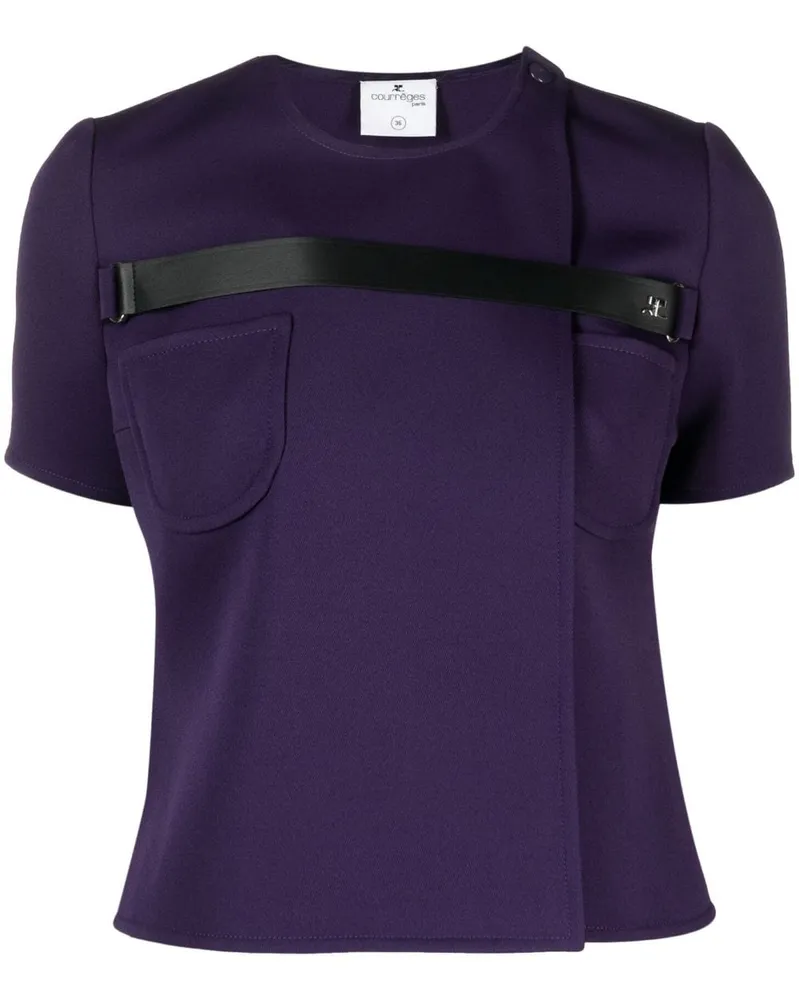 Courrèges T-Shirt mit Zierband - Violett Violett