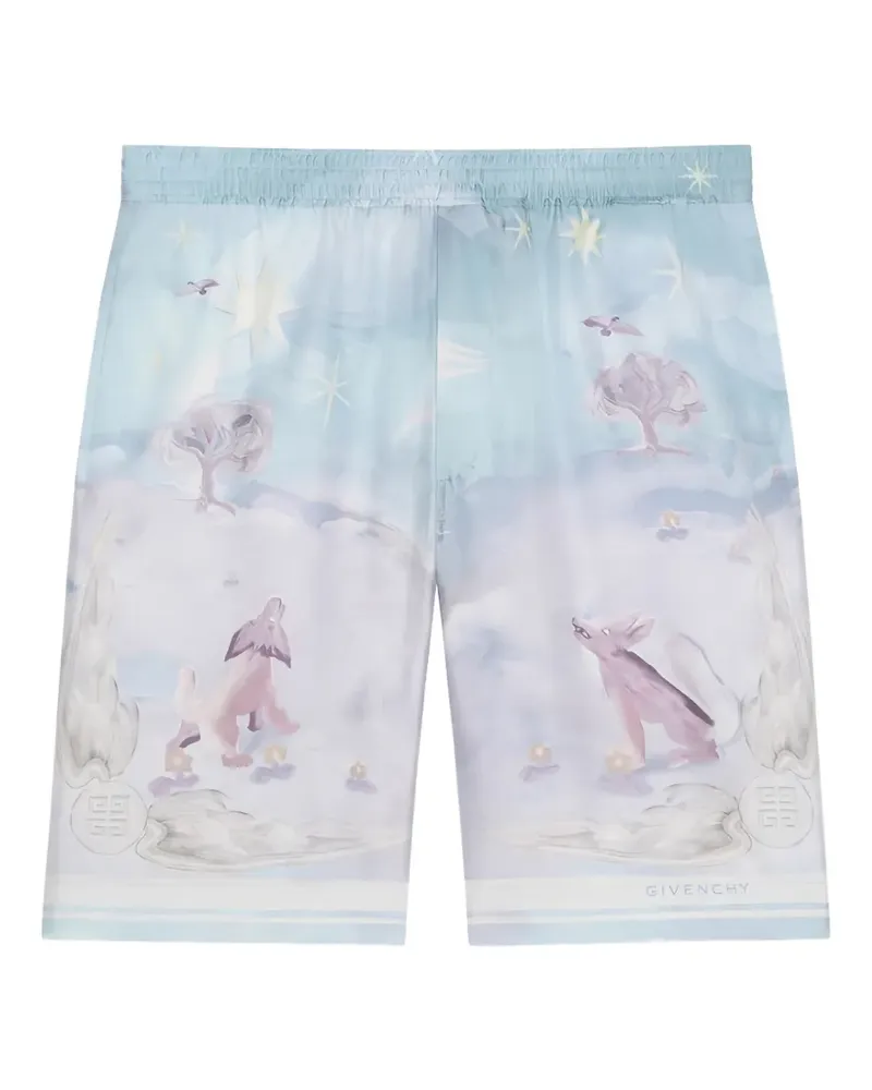Givenchy tarot-print silk shorts - Blau Blau