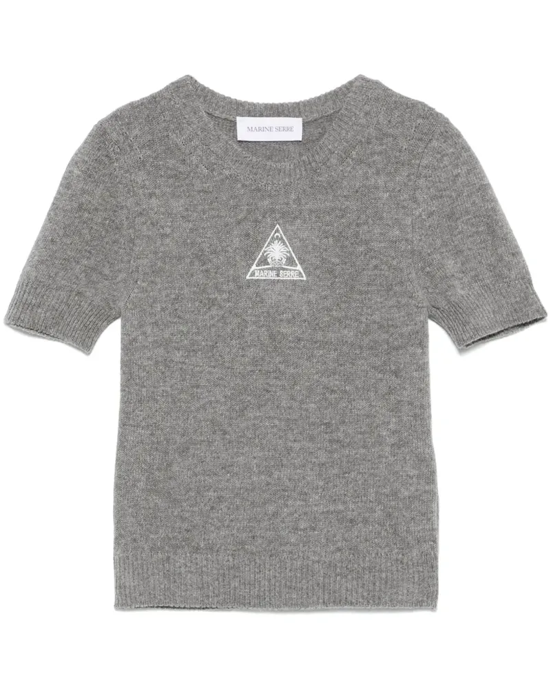 Marine Serre T-Shirt mit Logo-Stickerei - Grau Grau