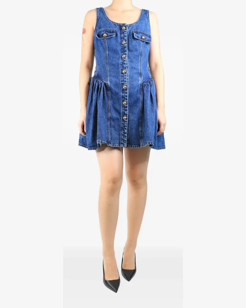 Self-Portrait flared denim dress - Blau Blau