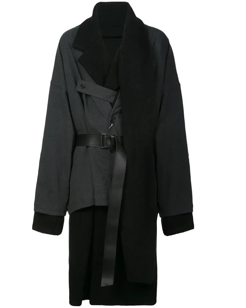 Yohji Yamamoto Mantel im Lagen-Look - Schwarz Schwarz