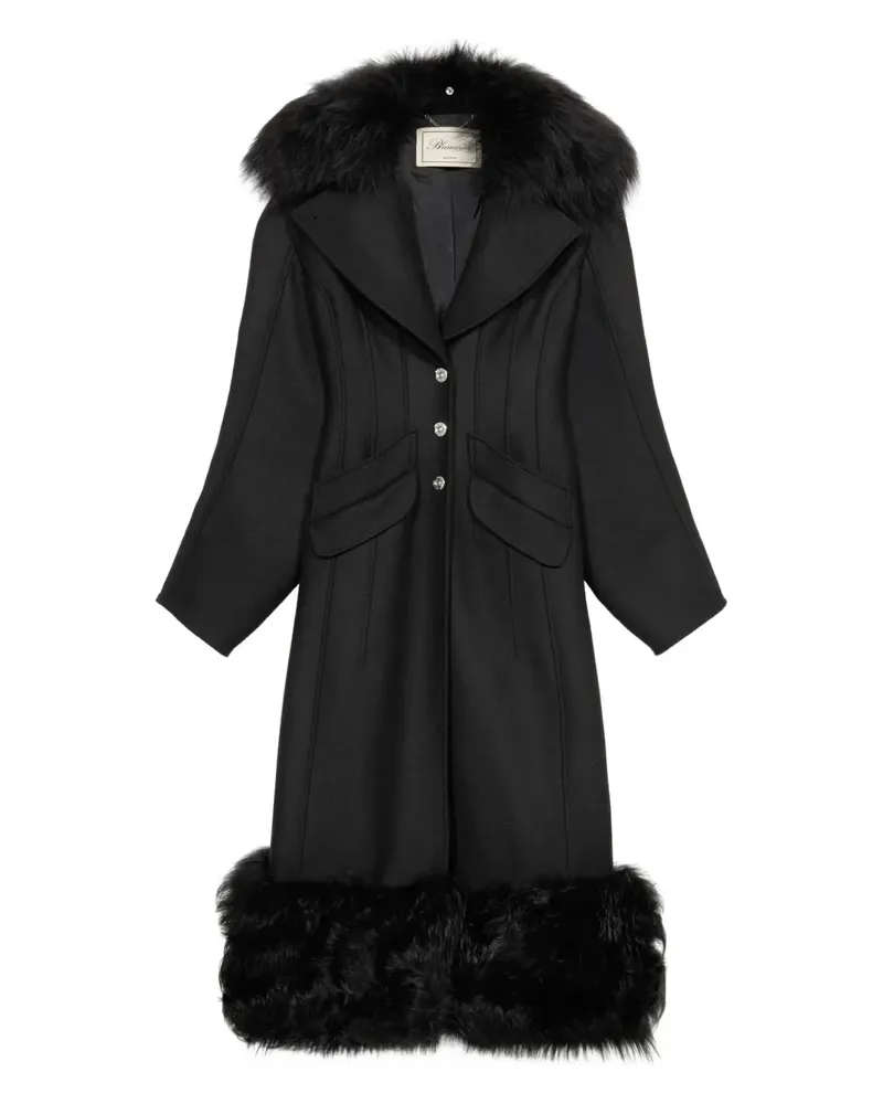 Blumarine Mantel mit Fake Fur-Besatz - Schwarz Schwarz
