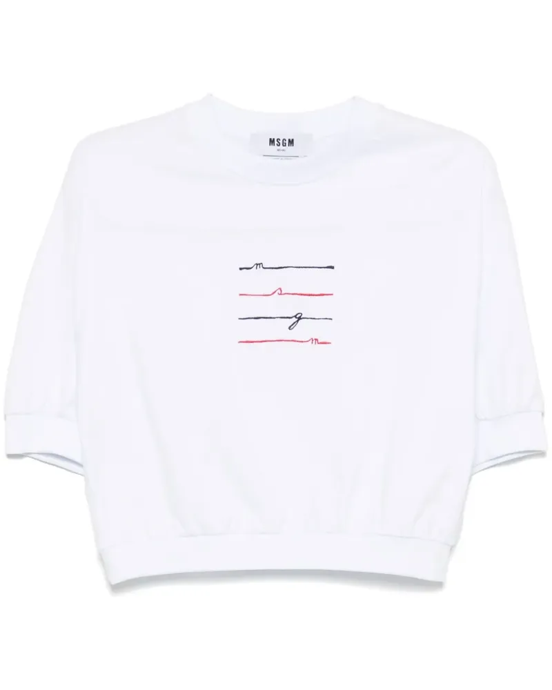 MSGM T-Shirt mit Logo-Stickerei - Weiß Weiß