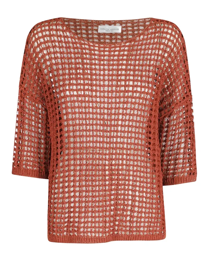 Roberto Collina brick open-knit T-shirt - Orange Orange