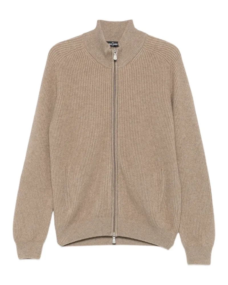Gran Sasso Gerippter Cardigan mit Reißverschluss - Nude Nude