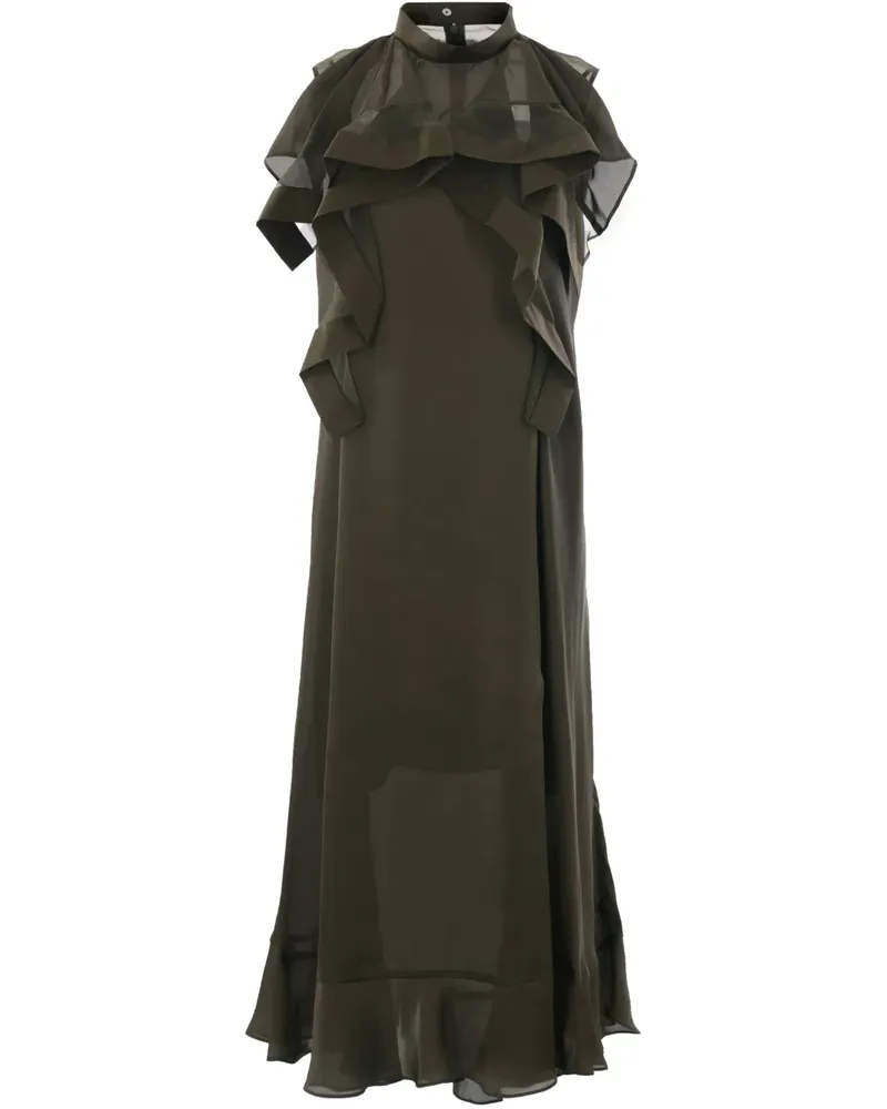 Sacai Ärmelloses Chiffonkleid - Grün Grün
