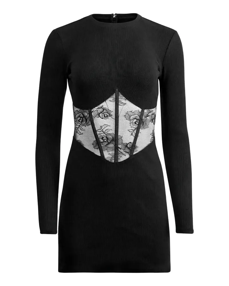 Fleur Du Mal bouquet-lace boned midi dress - Schwarz Schwarz