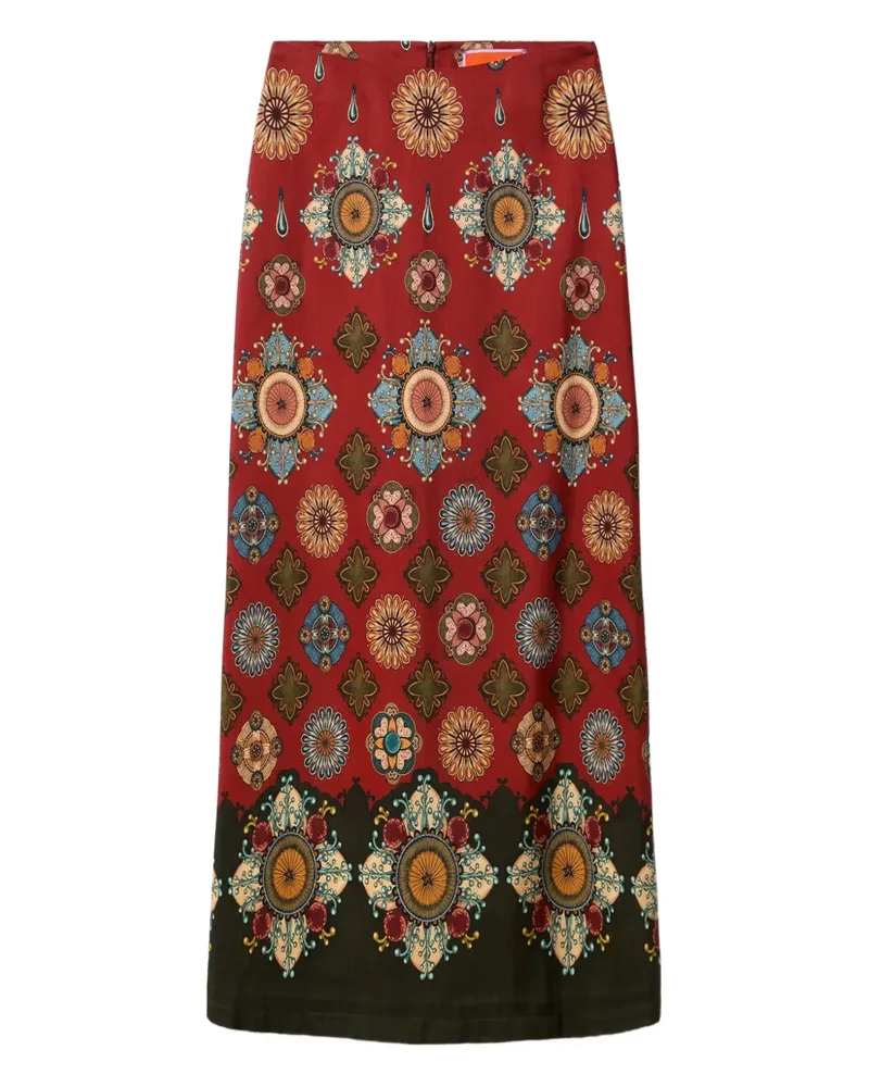 La DoubleJ Midirock mit Blumen-Print - Rot Rot