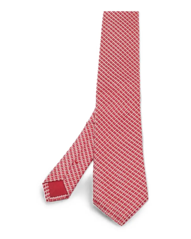 HUGO BOSS geometric-patterned jacquard tie - Rot Rot