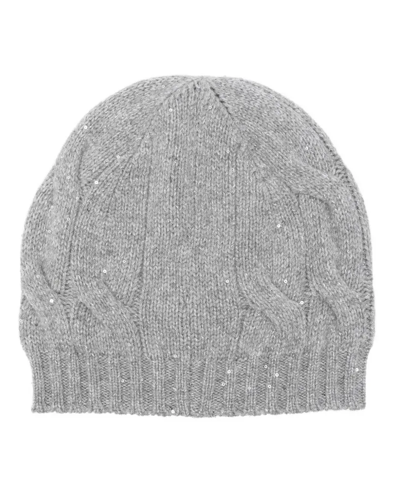 Gran Sasso cable-knit sequin-embellished beanie - Grau Grau