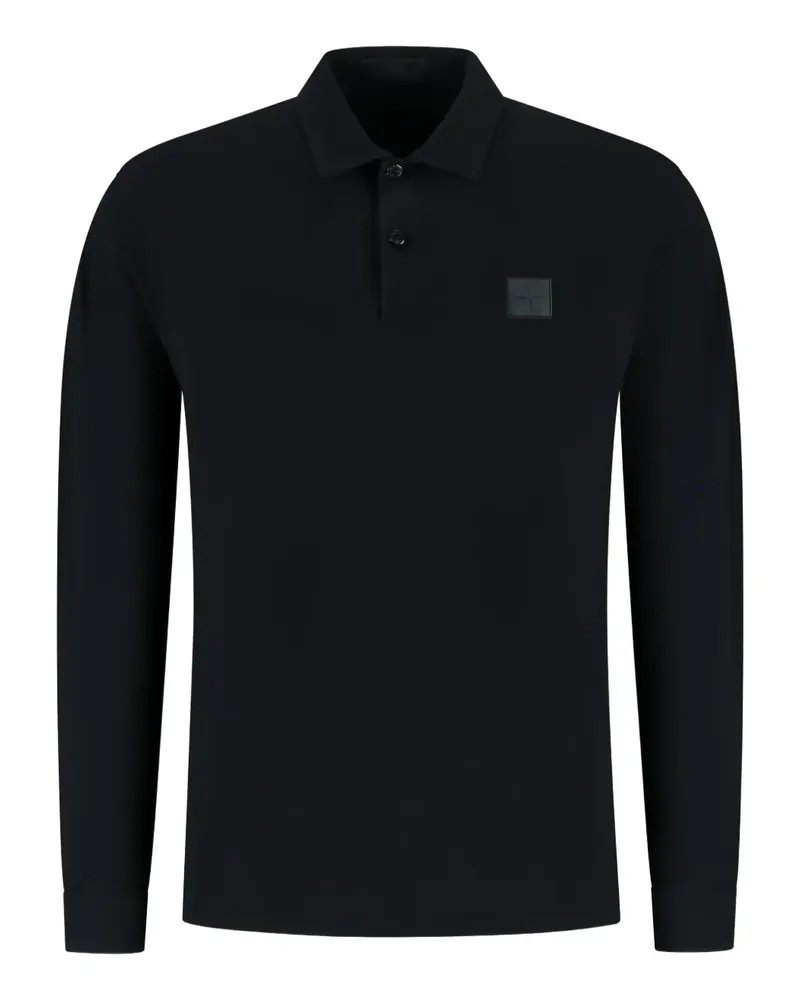 Stone Island long-sleeve logo polo shirt - Schwarz Schwarz