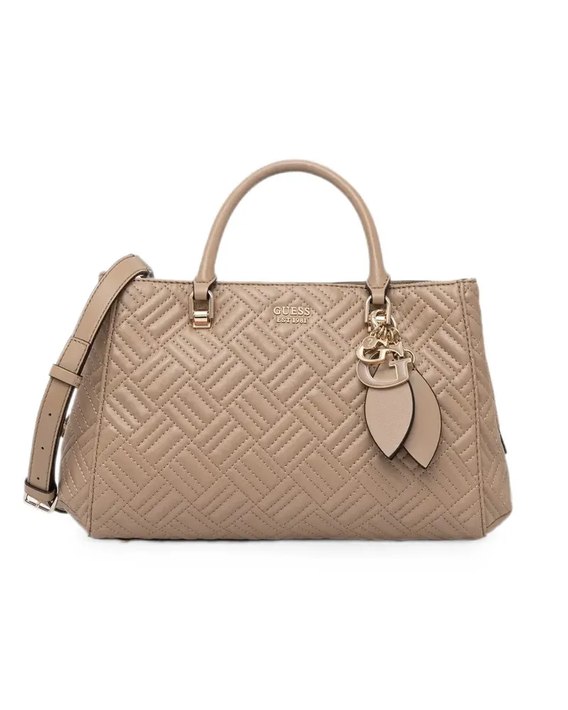 Guess Sally quilted logo-charm tote bag - Nude Nude