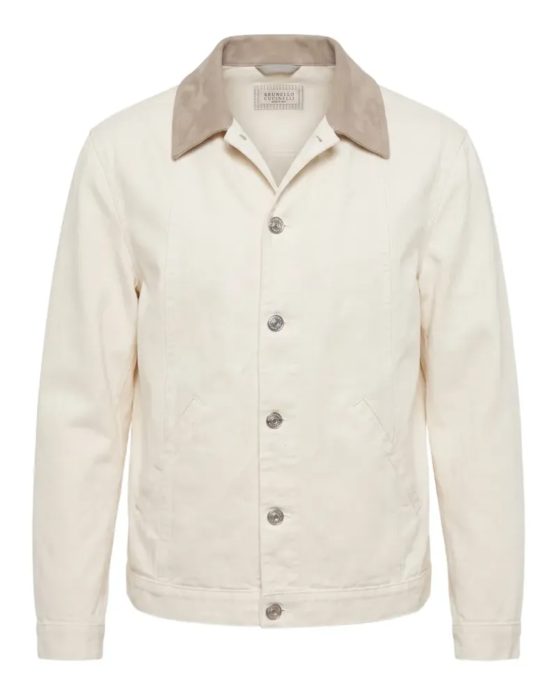 Brunello Cucinelli contrast-collar button-up jacket - Nude Nude