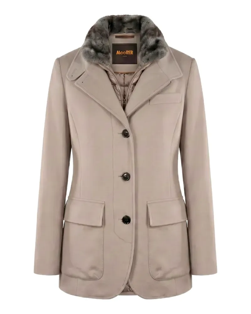 MOORER Jacke mit Weste und Pelzbesatz - Nude Nude