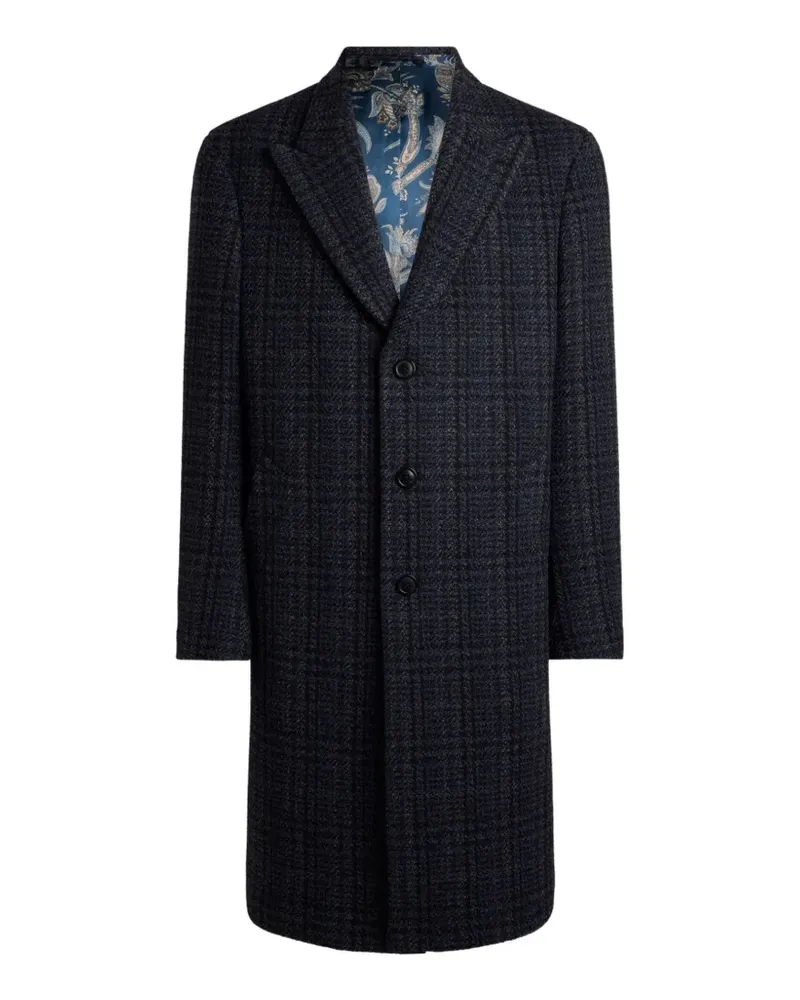 Etro wool and cashmere coat with check motif - Blau Blau