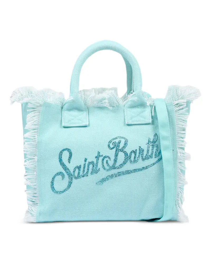 MC2 Saint Barth Colette fringe-trimmed rhinestone-logo tote bag - Blau Blau