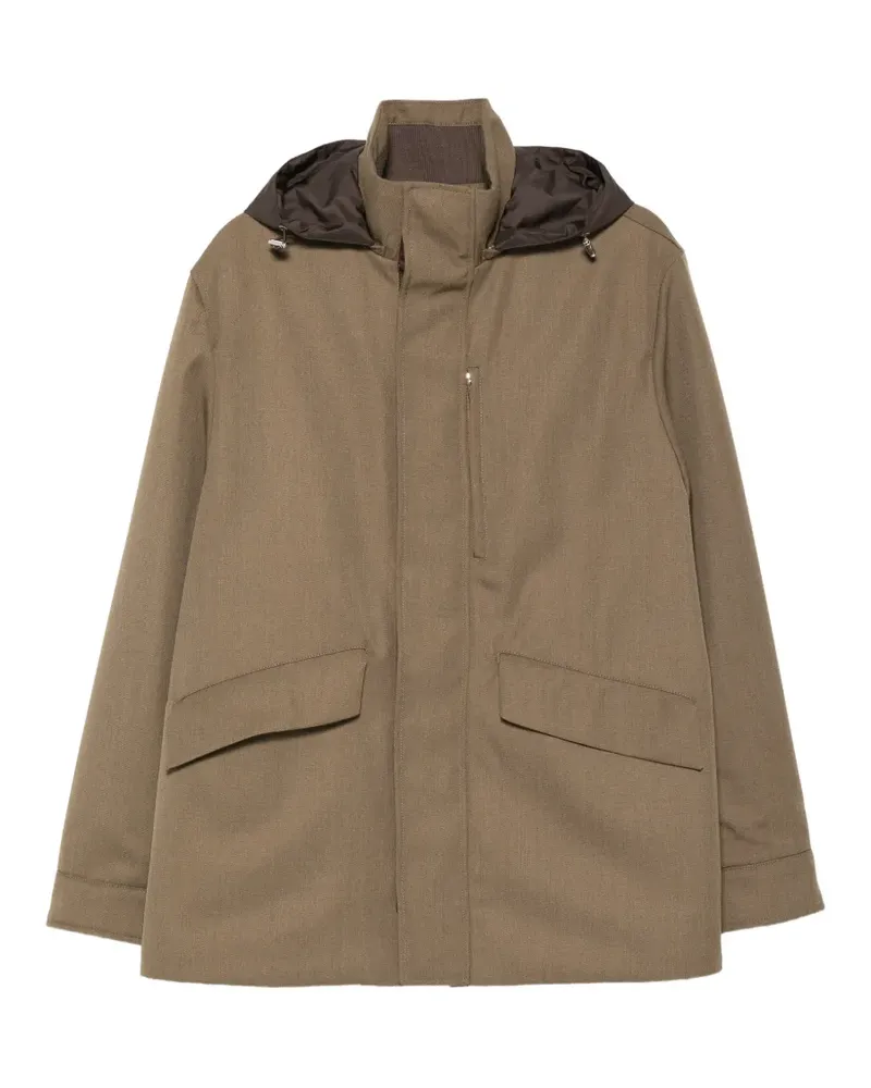 Slowear hooded zip-up coat - Grün Grün