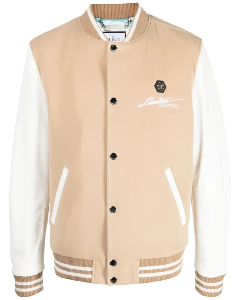 Philipp Plein Skull and Bones Bomberjacke - Nude Nude
