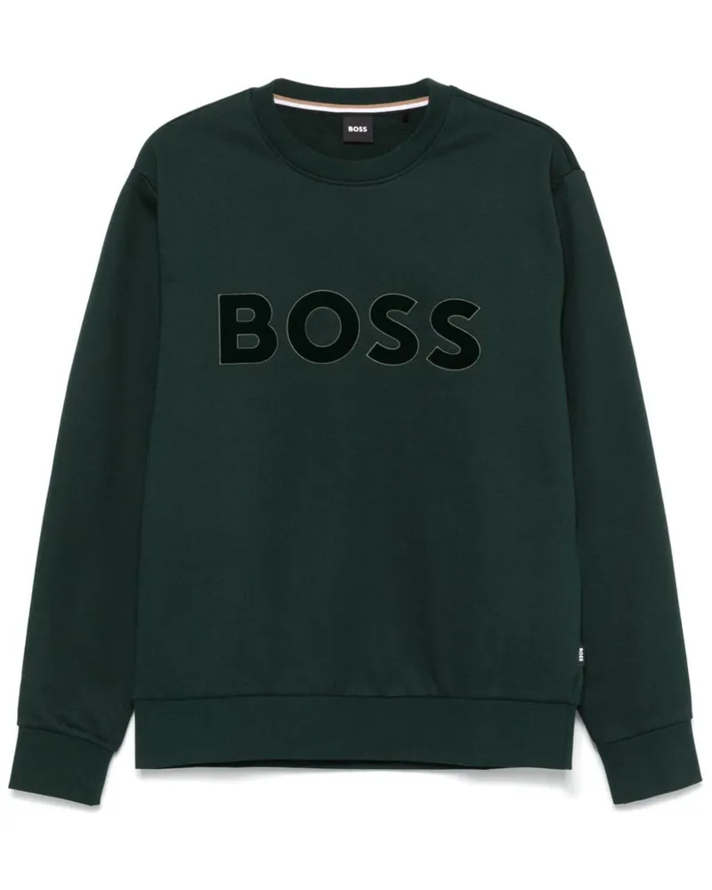 HUGO BOSS flocked-logo sweatshirt Grün