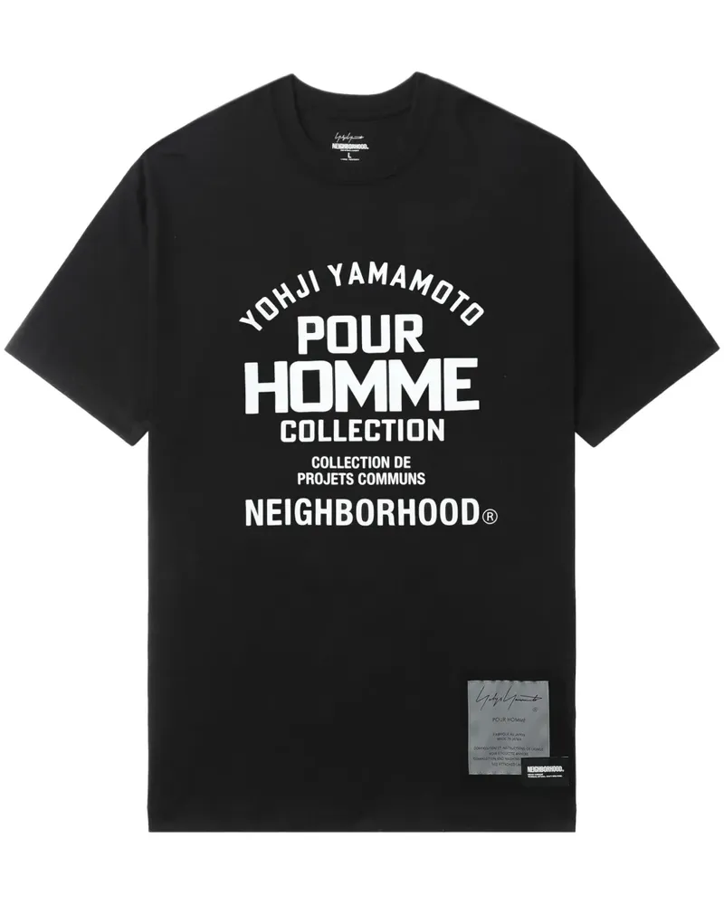 Yohji Yamamoto x Neighborhood T-Shirt mit Slogan-Print - Schwarz Schwarz
