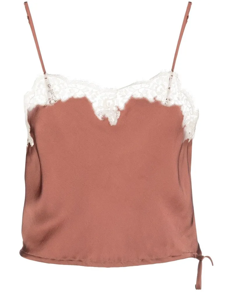 Saint Laurent Camisole-Top mit Spitzenbesatz - Braun Braun