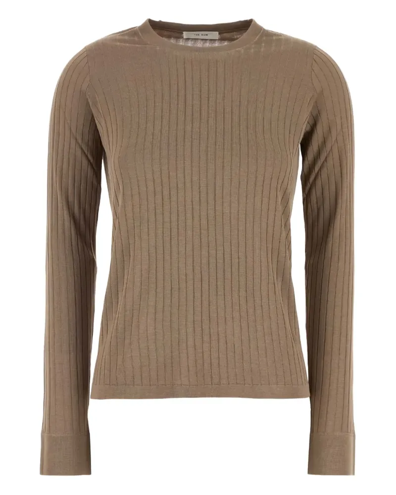 The Row Geripptes Langarmshirt - Nude Nude