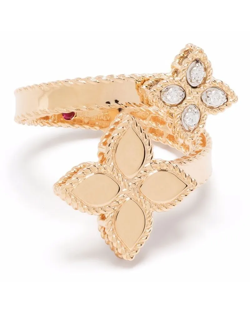 Roberto Coin 18kt Princess Flower Gelbgoldring mit Diamanten - Rosa Rosa