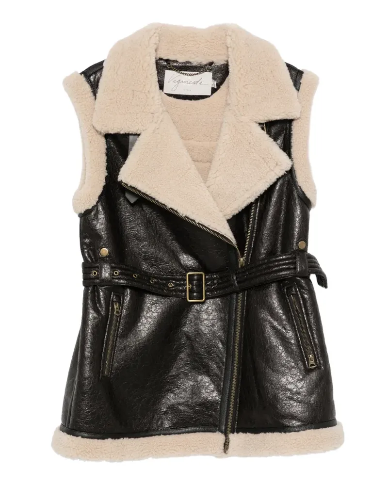 Urbancode belted faux-shearling waistcoat - Schwarz Schwarz