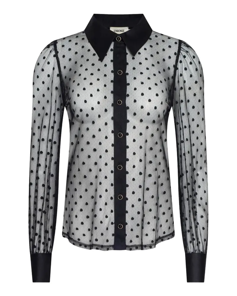 L'Agence Sophia polka-dot mesh blouse - Schwarz Schwarz