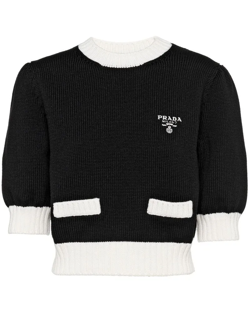 Prada Cropped-Pullover mit Logo-Stickerei - Schwarz Schwarz