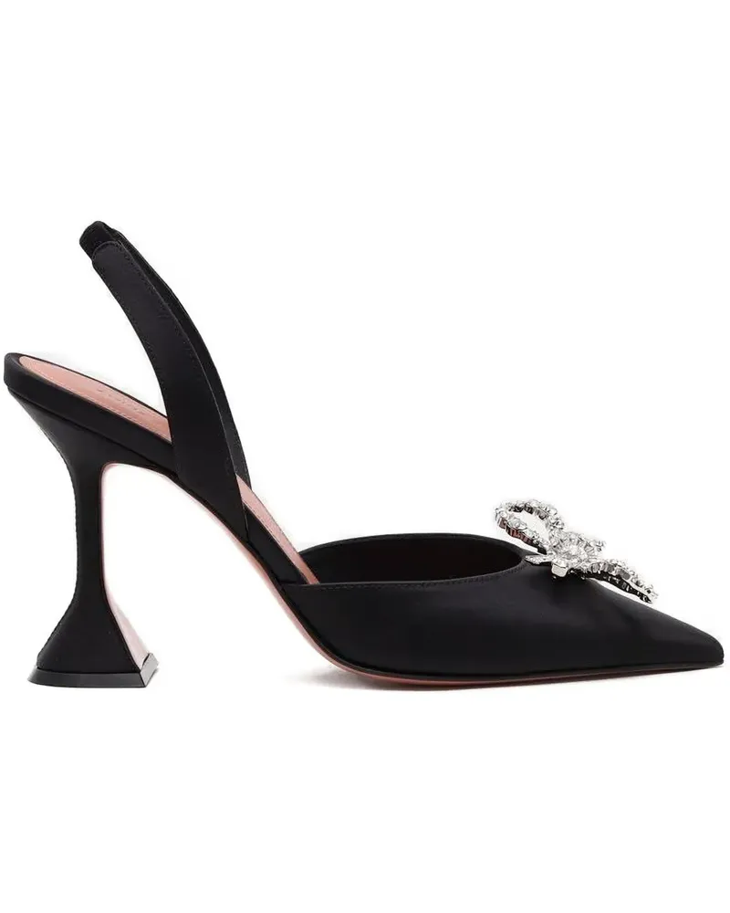 Amina Muaddi Rosie Slingback-Pumps mit Kristallschleife 95mm - Schwarz Schwarz