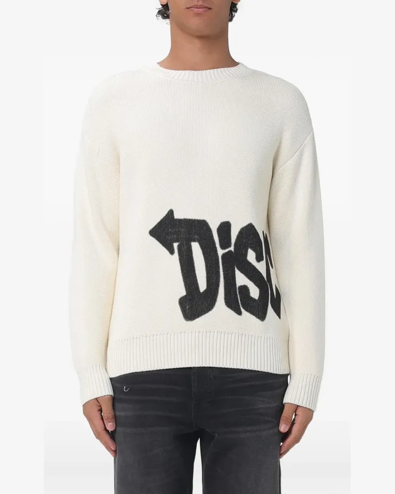 DISCLAIMER logo-print drop-shoulder sweater - Nude Nude