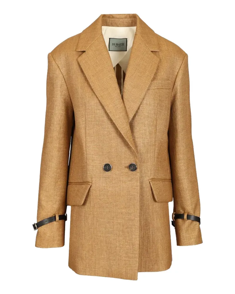 Durazzi Milano double-breasted raffia-effect coat - Nude Nude