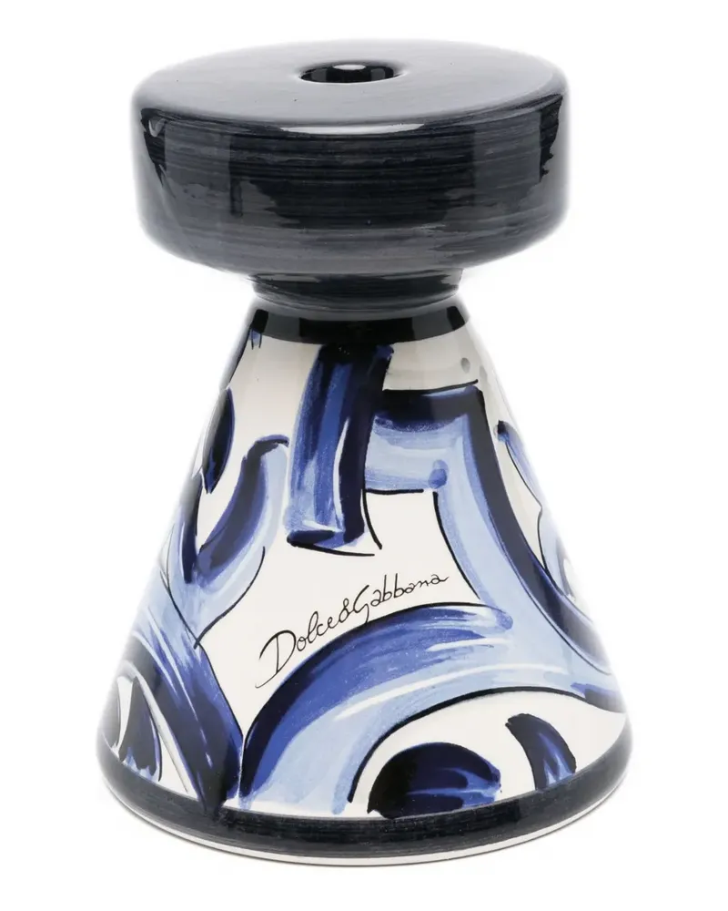 Dolce & Gabbana Kleiner Kerzenhalter aus Keramik - Blau Blau