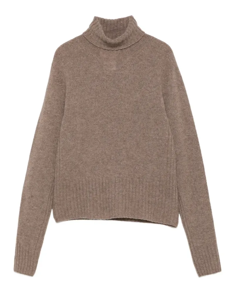 SOLOTRE Gerippter Rollkragenpullover - Braun Braun