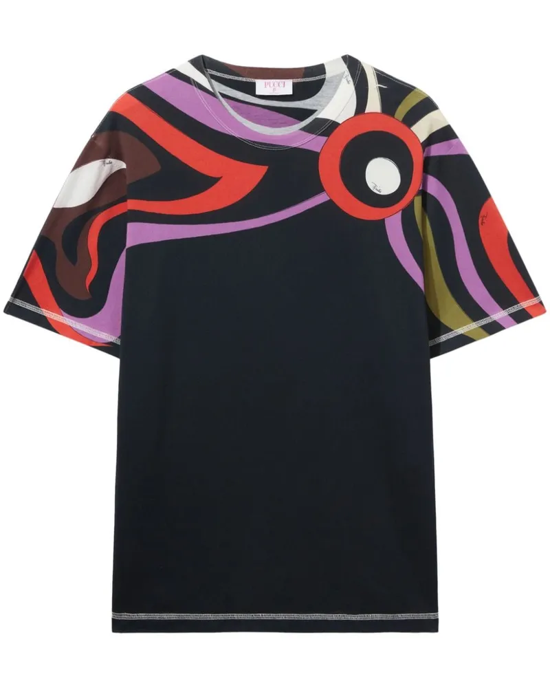Emilio Pucci T-Shirt mit Marmo-Print - Schwarz Schwarz