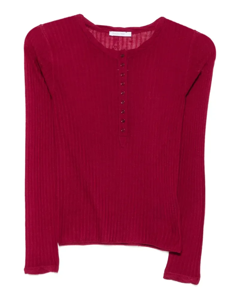Patrizia Pepe rib-knit button-placket sweater - Rot Rot