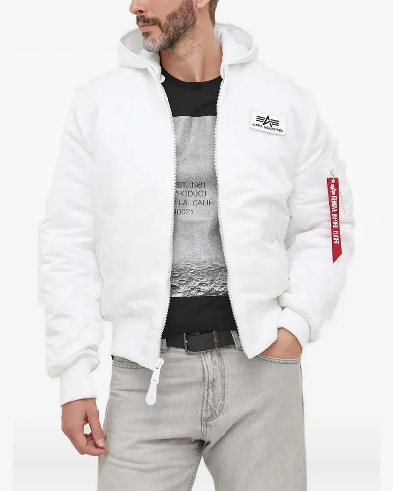 Alpha Industries MA-1 Zip hooded bomber jacket - Weiß Weiß