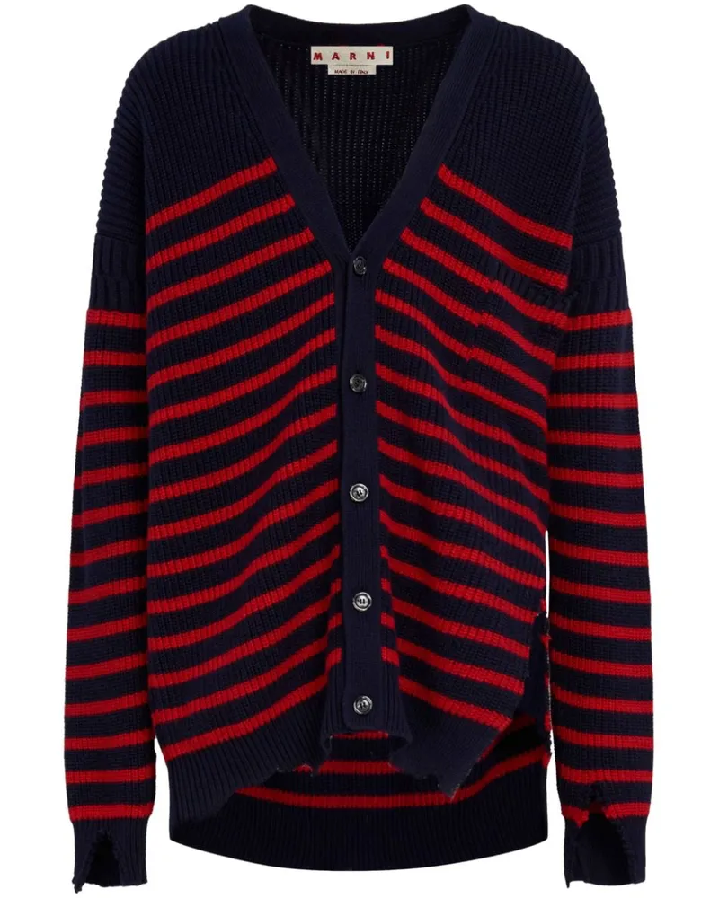 Marni Gestreifter Cardigan mit V-Ausschnitt - Schwarz Schwarz