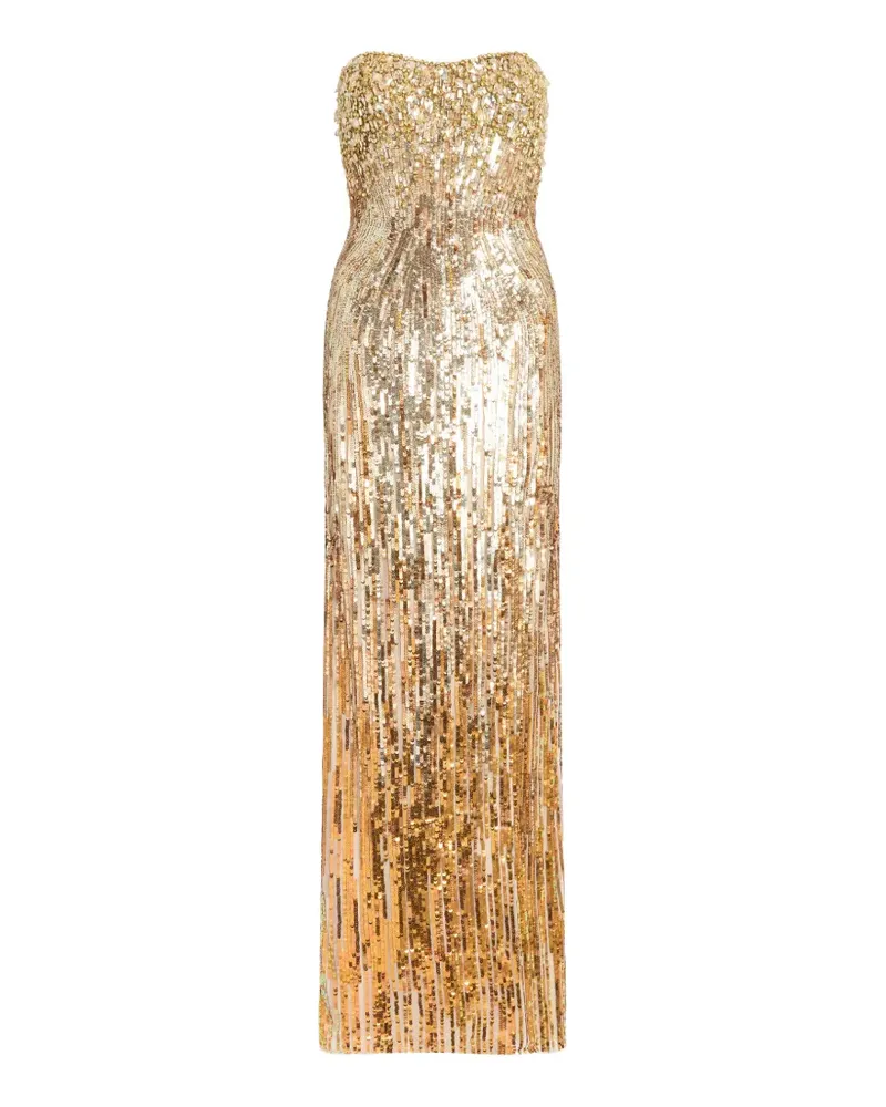 Jenny Packham Schulterfreies Cesonia Maxikleid - Gold Gold