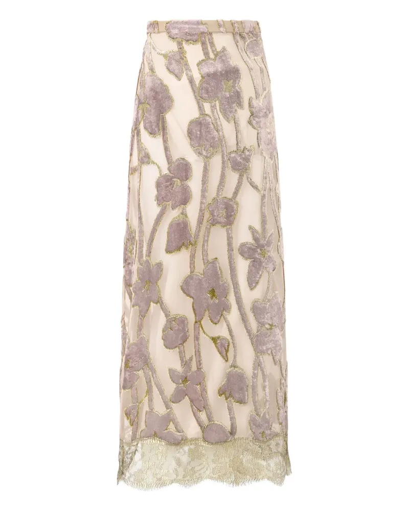 Roberto Cavalli Midirock aus Spitze - Nude Nude