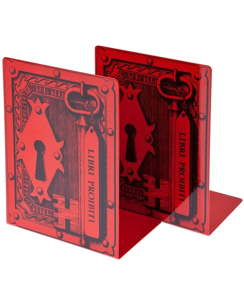 Fornasetti Buchstützen mit Print Rot