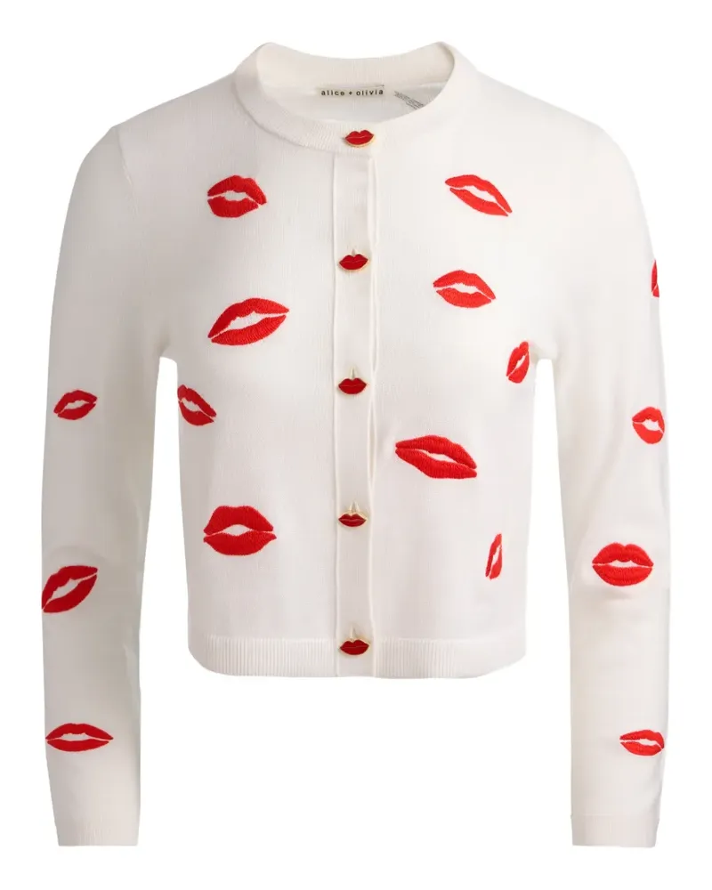Alice + Olivia Daroda lips-print cardigan - Nude Nude