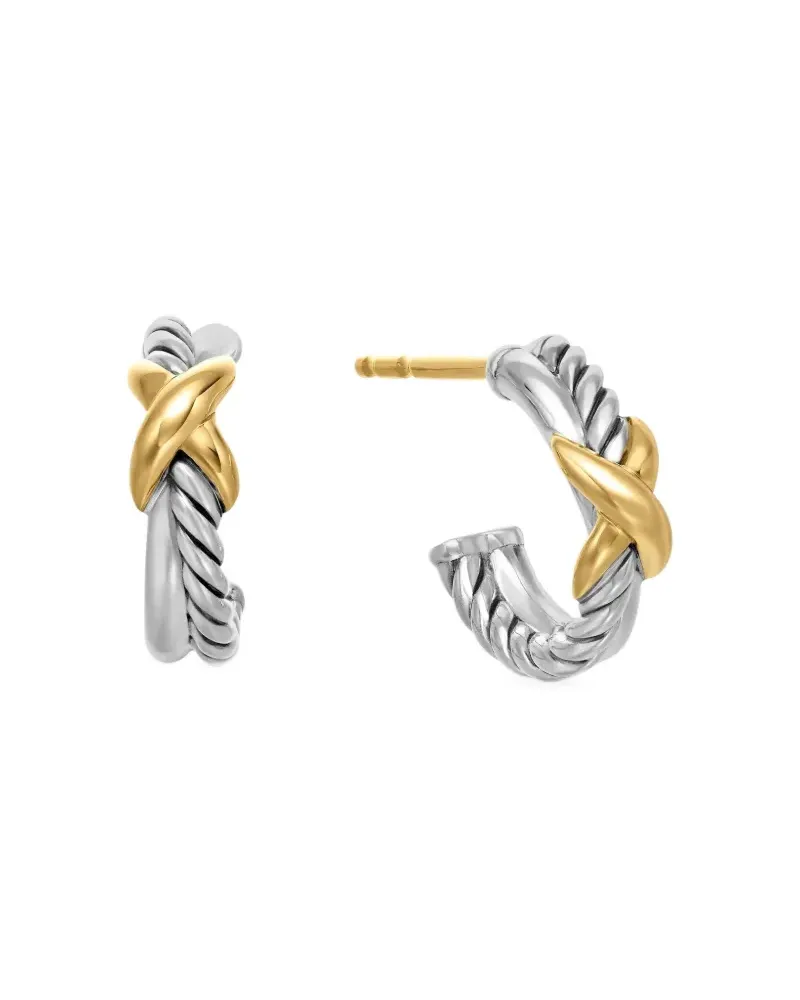 David Yurman 18kt Petite X Gelbgold- und Sterlingsilbercreolen Gold